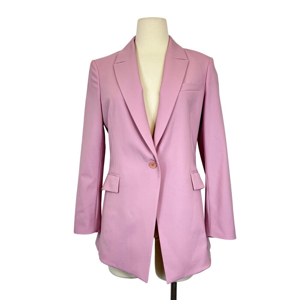Theory Etiennette One-Button Blazer Jacket Stretch Wool Berry Tint/Light Pink 6